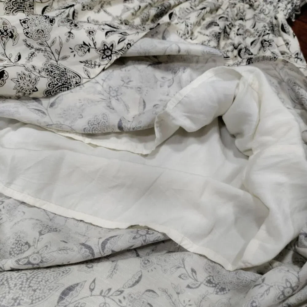 ASTR the Label Floral Print Maxi Linen Dress With Smocked Bodice Back Tie S - Picture 8 of 11